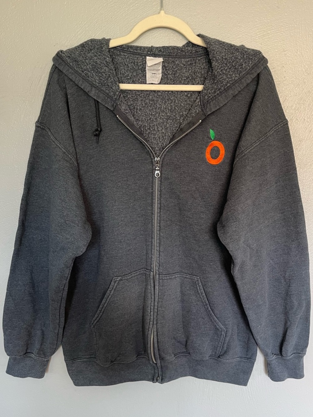 Gildan OrangeTheory Fitness Gray Full Zip Hoodie Size Large Fleece Lined Gym